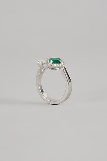 White Finish Zircon Ring In Sterling Silver