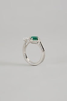 White Finish Zircon Ring In Sterling Silver