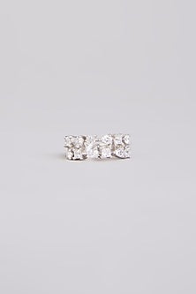 White Finish White Stone Ring In Sterling Silver