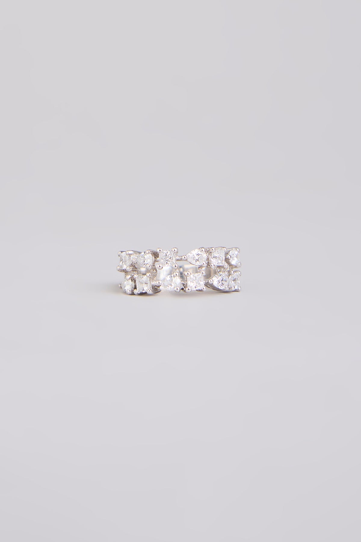 White Finish White Stone Ring In Sterling Silver
