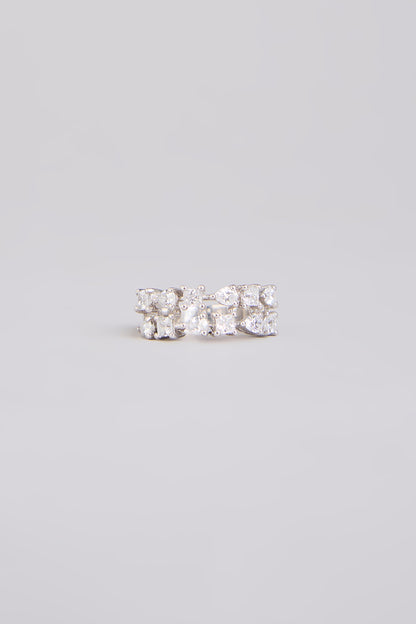 White Finish White Stone Ring In Sterling Silver