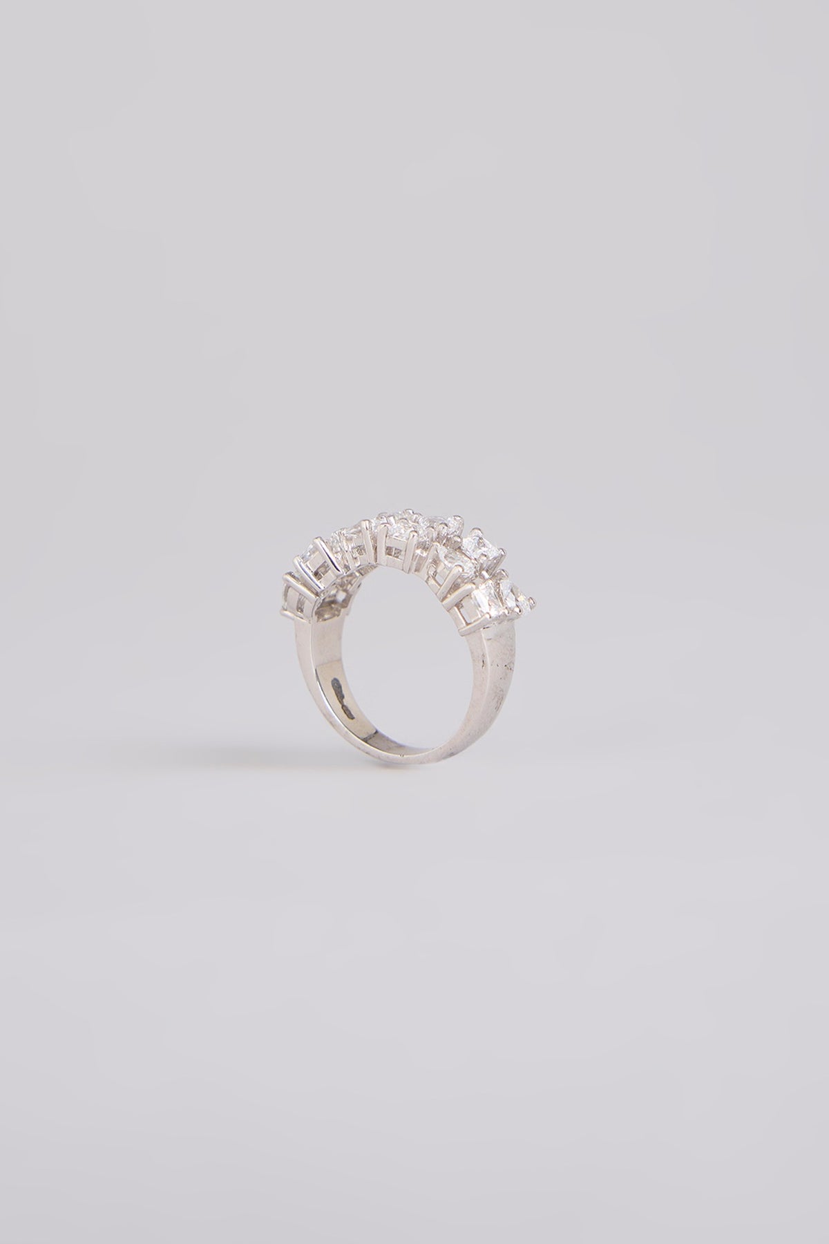 White Finish White Stone Ring In Sterling Silver