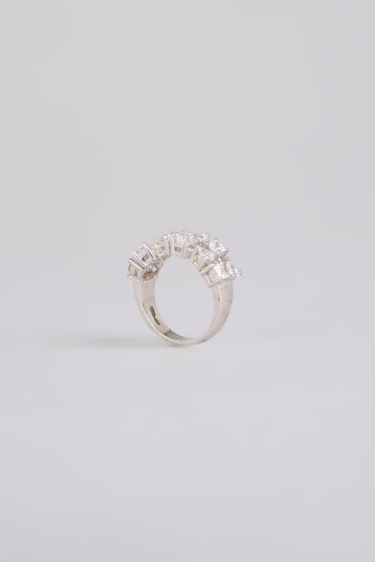 White Finish White Stone Ring In Sterling Silver