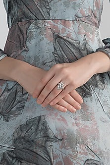 White Finish Swarovski Cocktail Ring