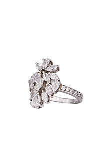 White Finish Swarovski Cocktail Ring