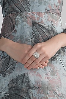 White Finish Swarovski Statement Ring
