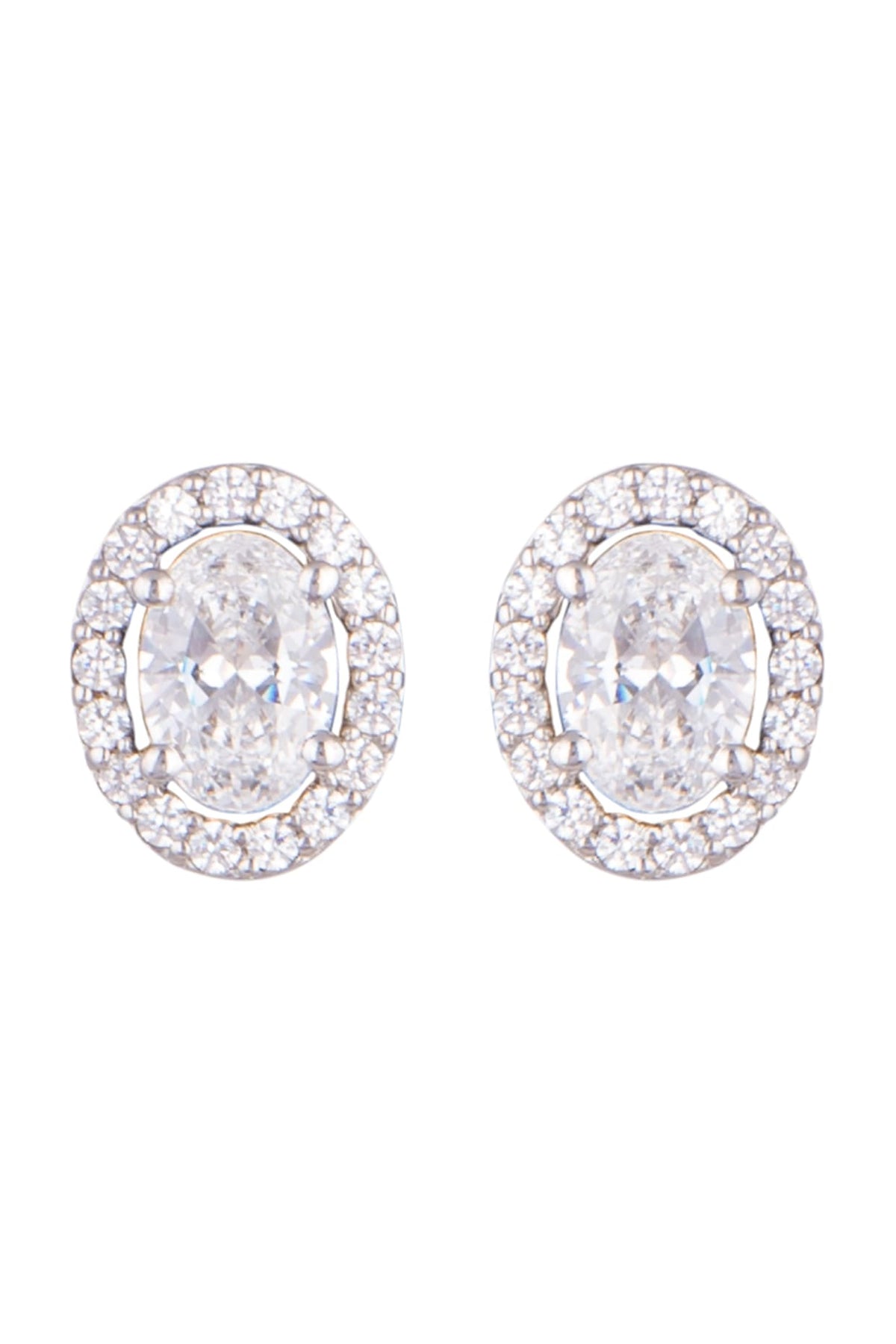 White Finish Oval Swarovski Earrings