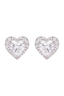 White Finish Swarovski Stud Earrings