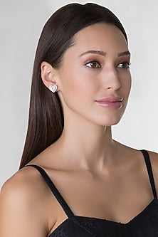 White Finish Swarovski Stud Earrings