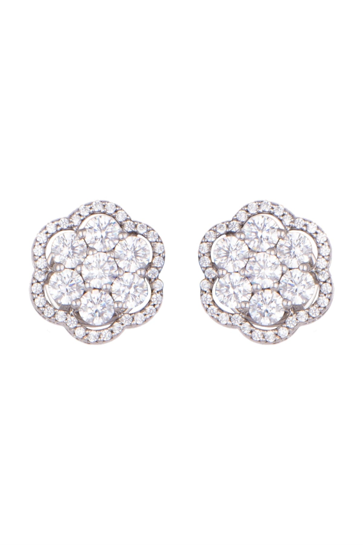 White Finish Stud Earrings
