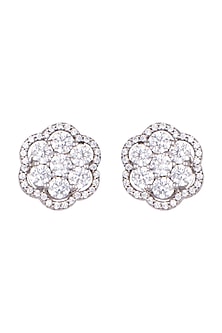 White Finish Stud Earrings