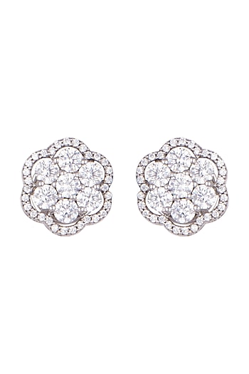 White Finish Stud Earrings