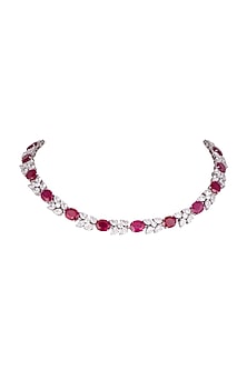White Finish Red Swarovski Necklace