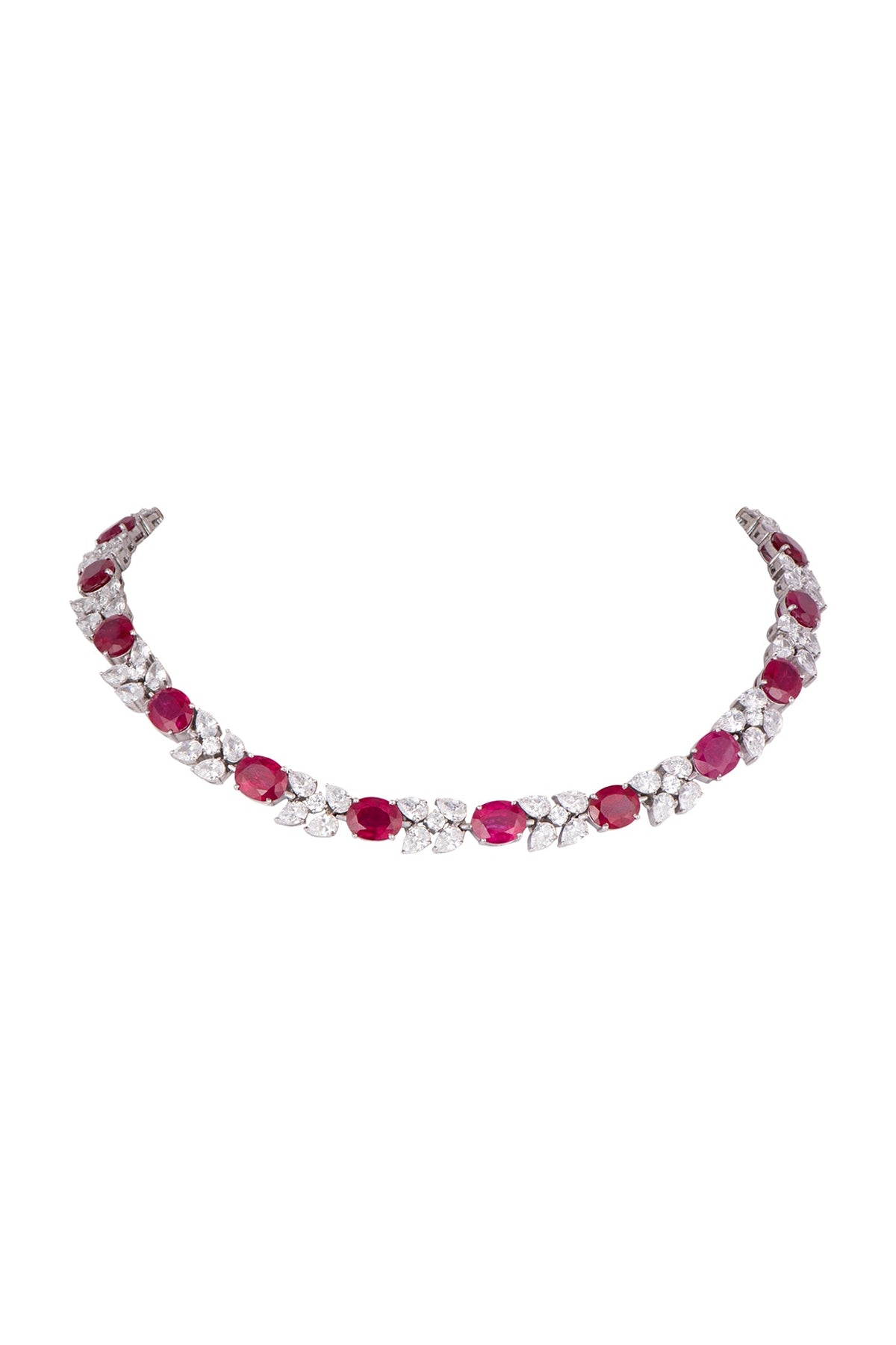 White Finish Red Swarovski Necklace