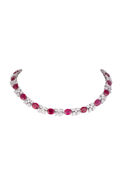 White Finish Red Swarovski Necklace