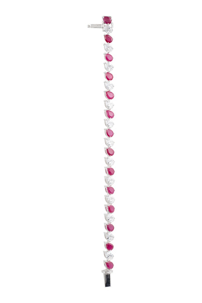 White Finish Red Synthetic Bracelet