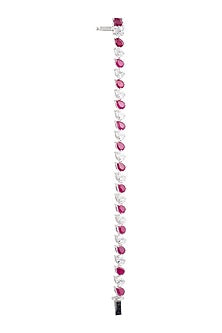White Finish Red Synthetic Bracelet