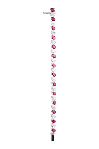 White Finish Red Synthetic Bracelet