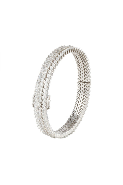 White Finish Bangle With Swarovski Zirconia
