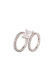 White Finish Swarovski Ring