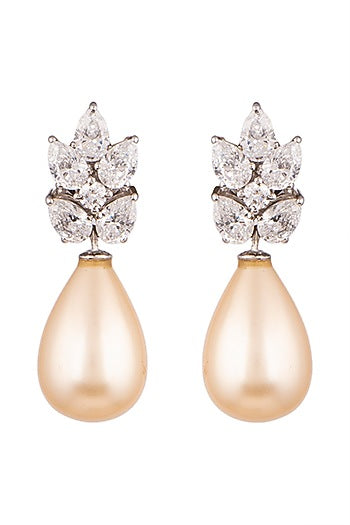 White Finish Swarovski Earrings