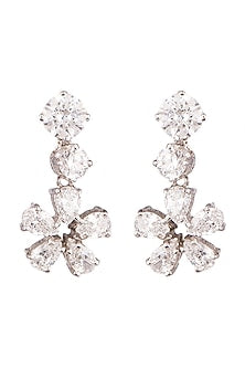 White Finish Swarovski Dangler Earrings