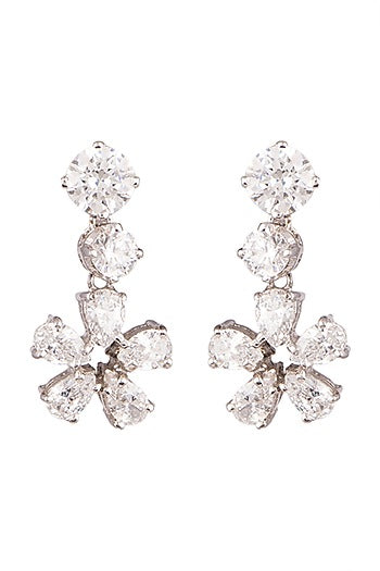 White Finish Swarovski Dangler Earrings