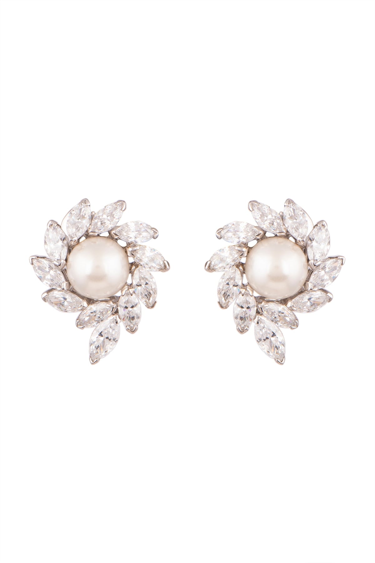 White Finish Pearl Earclip Earrings
