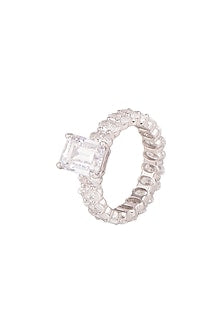White Finish Cocktail Ring