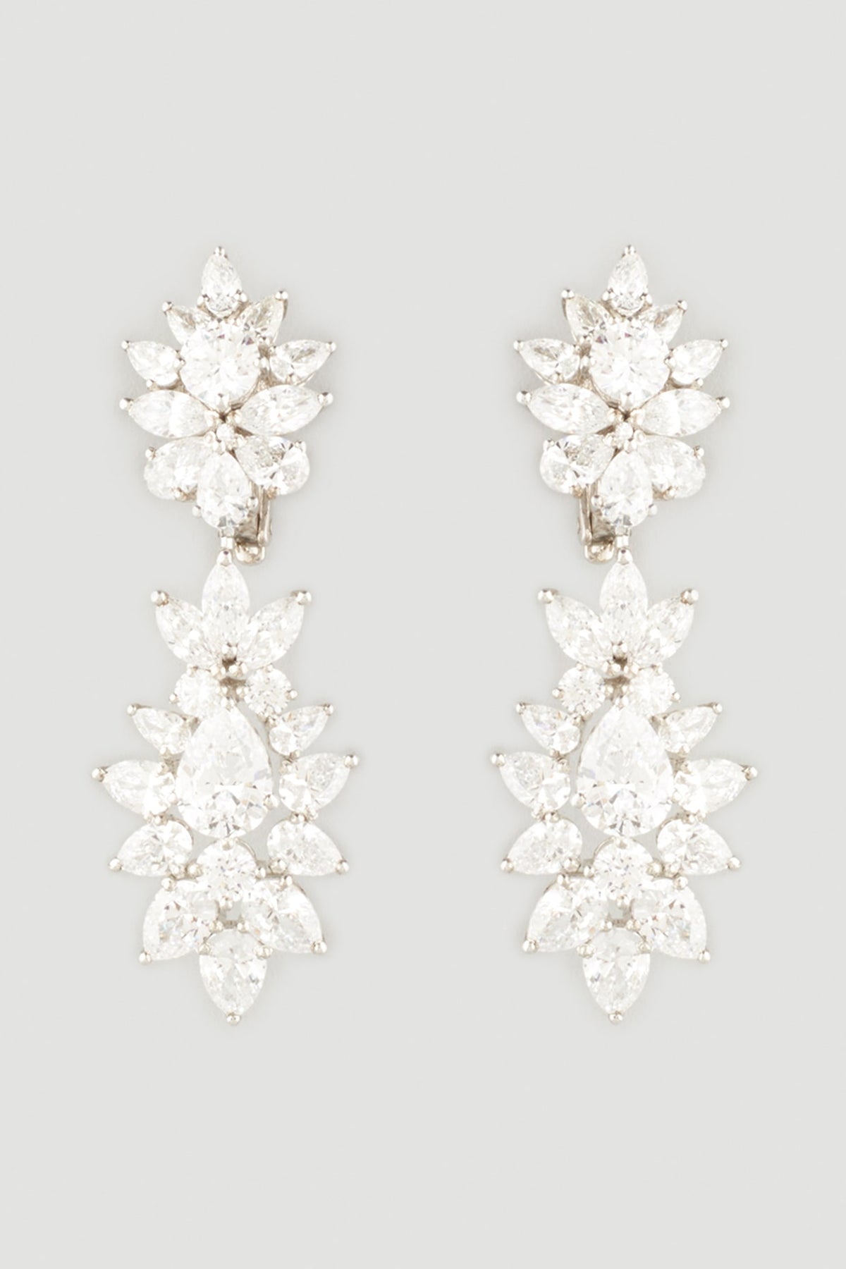 White Finish Zirconia Earrings In Sterling Silver