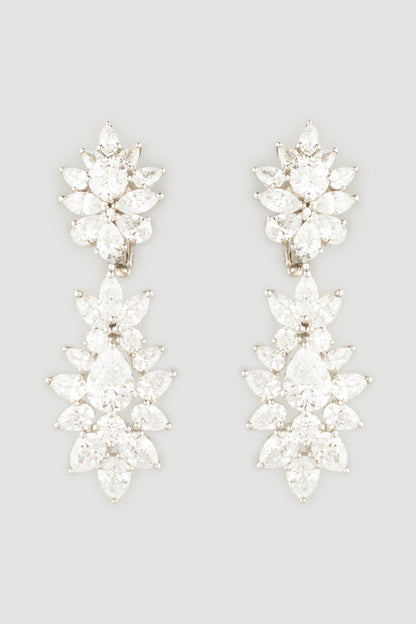 White Finish Zirconia Earrings In Sterling Silver