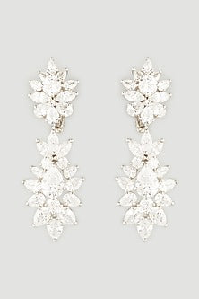 White Finish Zirconia Earrings In Sterling Silver