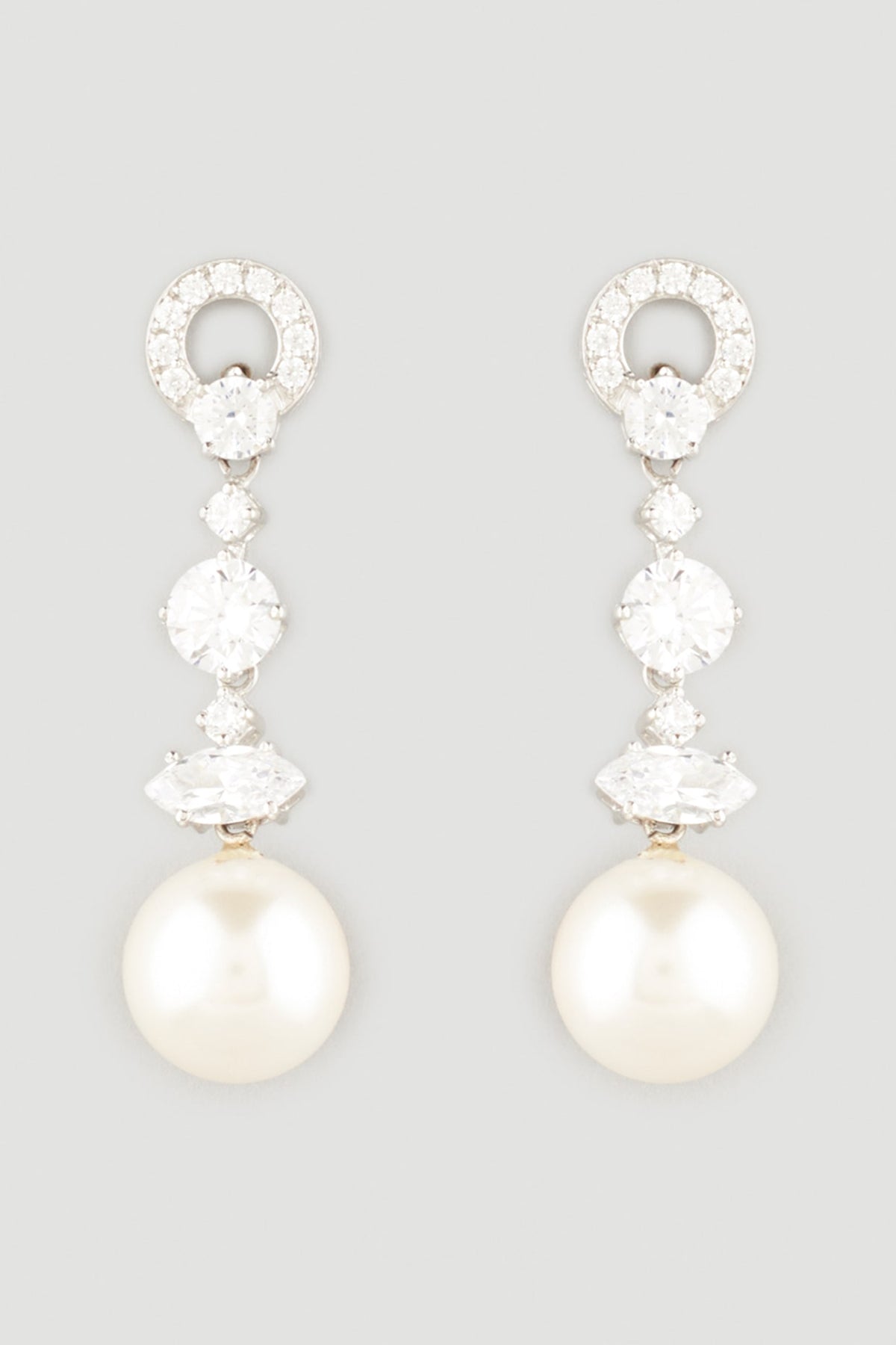 White Finish Pearl Dangler Earrings In Sterling Silver