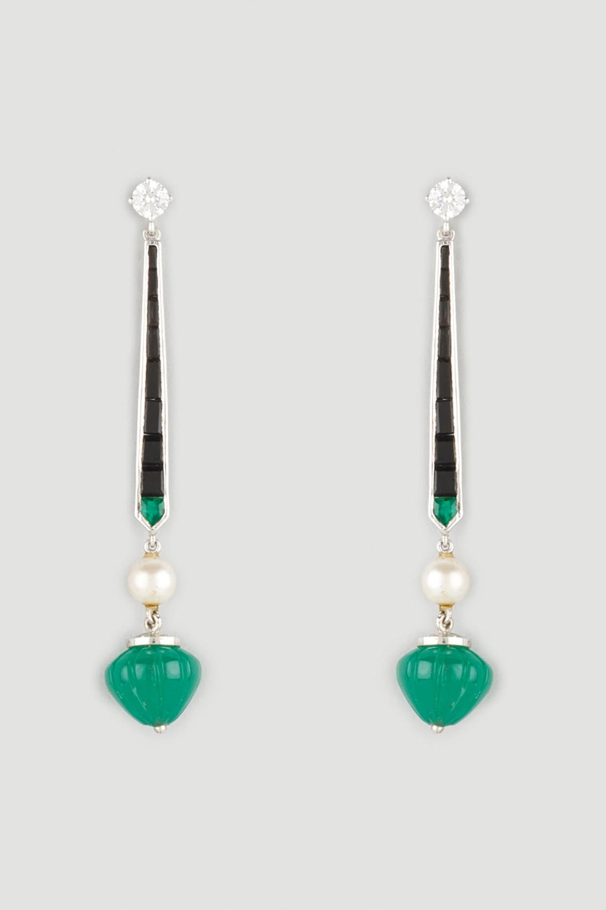 White Finish Handcrafted Dangler Earrings In Sterling Silver