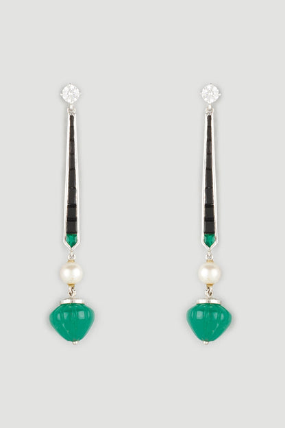 White Finish Handcrafted Dangler Earrings In Sterling Silver
