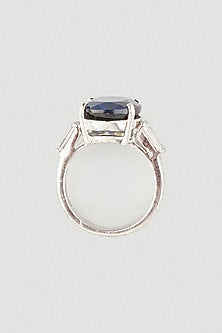 White Finish Solitaire Oval Ring In Sterling Silver