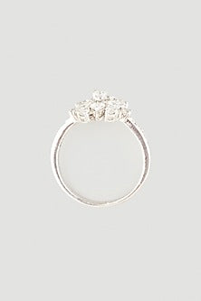 White Finish Swarovski Ring In 92.5 Sterling Silver