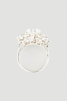 White Finish Swarovski Zirconia Ring In 92.5 Sterling Silver
