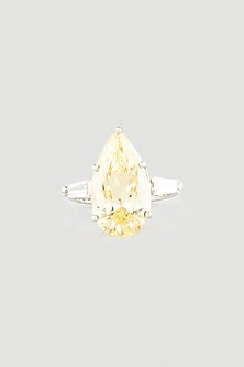 White Finish Pear-Cut Swarovski Zirconia Ring In 92.5 Sterling Silver