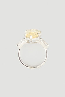 White Finish Pear-Cut Swarovski Zirconia Ring In 92.5 Sterling Silver