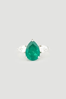 White Finish Zirconia Ring In 92.5 Sterling Silver