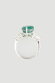 White Finish Zirconia Ring In 92.5 Sterling Silver