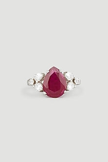 White Finish Swarovski Zirconia Cocktail Ring In 92.5 Sterling Silver