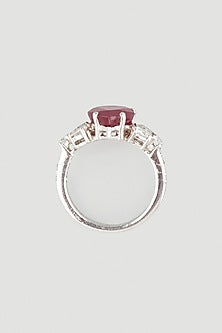 White Finish Swarovski Zirconia Cocktail Ring In 92.5 Sterling Silver