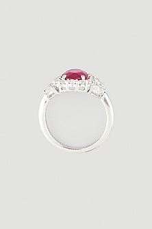White Finish Oval-Cut Swarovski Zirconia Ring In 92.5 Sterling Silver