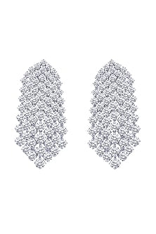 White Finish Swarovski Chandelier Earrings In Sterling Silver