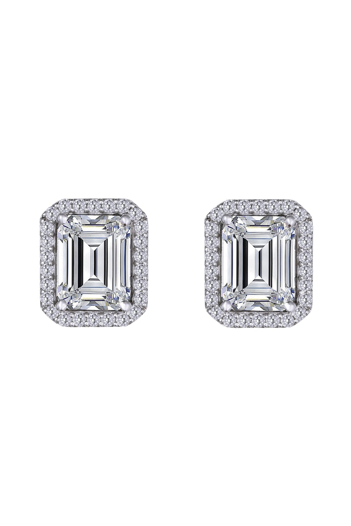 White Finish Swarovski Stud Earrings In Sterling Silver