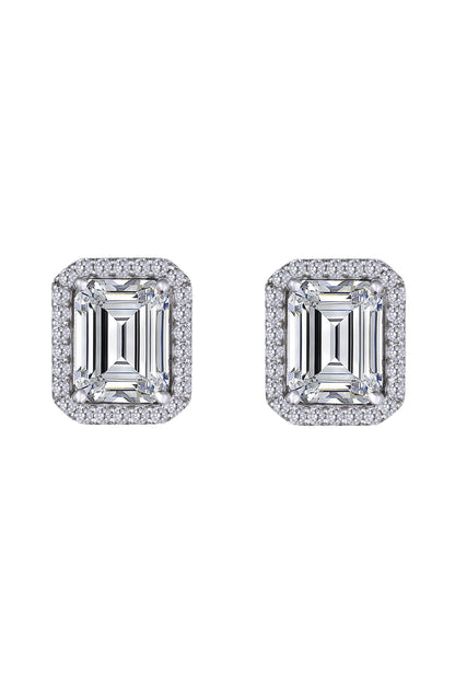 White Finish Swarovski Stud Earrings In Sterling Silver