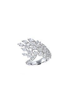 White Finish Ring In Sterling Silver
