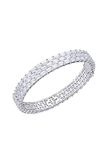 White Finish Swarovski Bangle In Sterling Silver